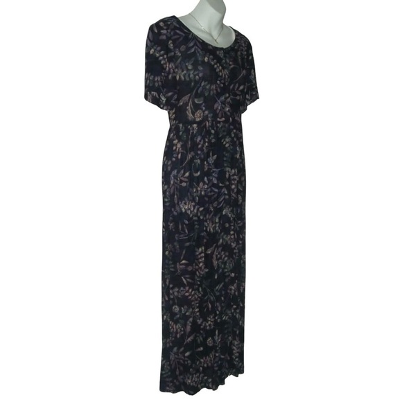 Vintage 90's Dress Liz Claiborne Button Down Duster Floral Grunge Flower Blue 6 - Picture 5 of 16